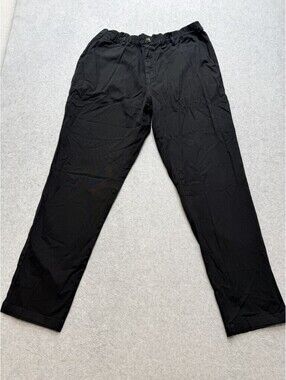 COVE Mens Chino Pants 36W 30L Black Elastic Waist Relaxed Fit Cotton Stretch